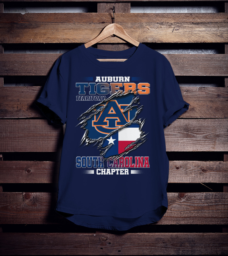 Auburn Tigers Territory South Carolina Chapter Texas Flag Icons T-Shirt