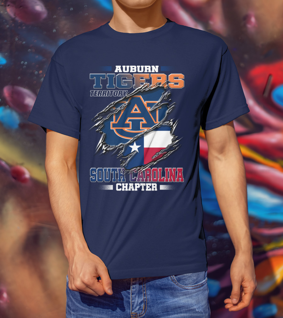Auburn Tigers Territory South Carolina Chapter Texas Flag Icons T-Shirt