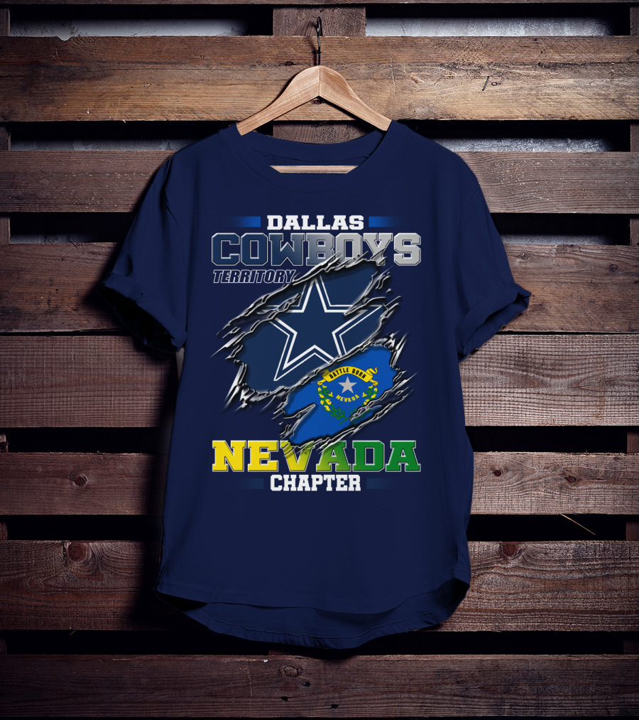 Dallas Cowboys Territory Nevada Chapter Battle Born Star Flag T-Shirt