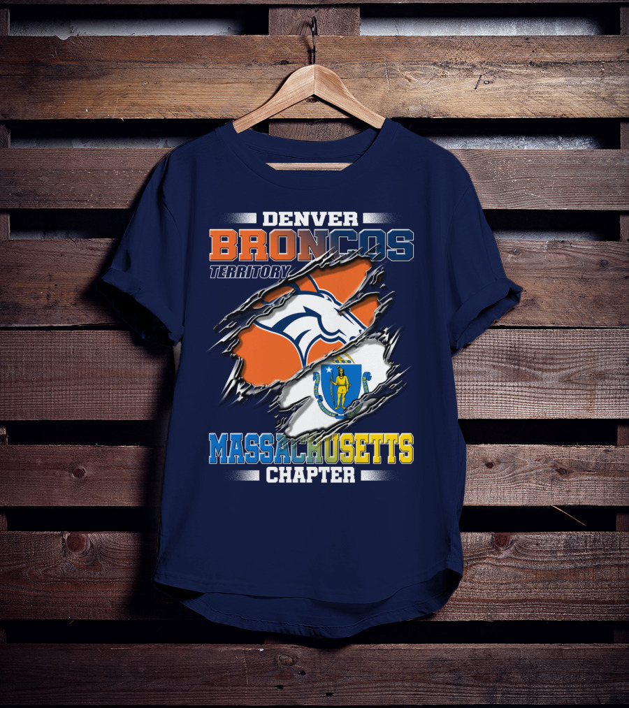 Denver Broncos Territory Massachusetts Chapter Flag T-Shirt