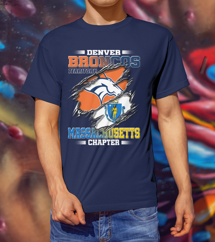 Denver Broncos Territory Massachusetts Chapter Flag T-Shirt