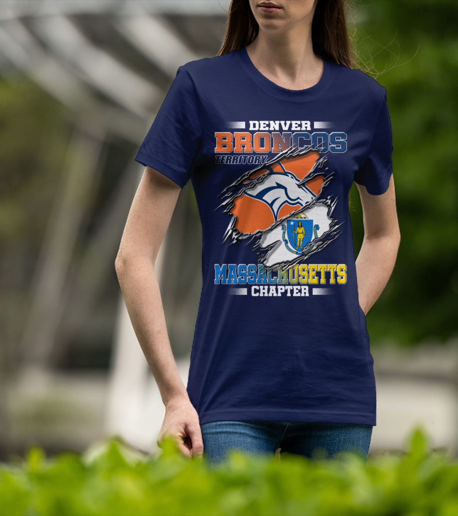 Denver Broncos Territory Massachusetts Chapter Flag T-Shirt