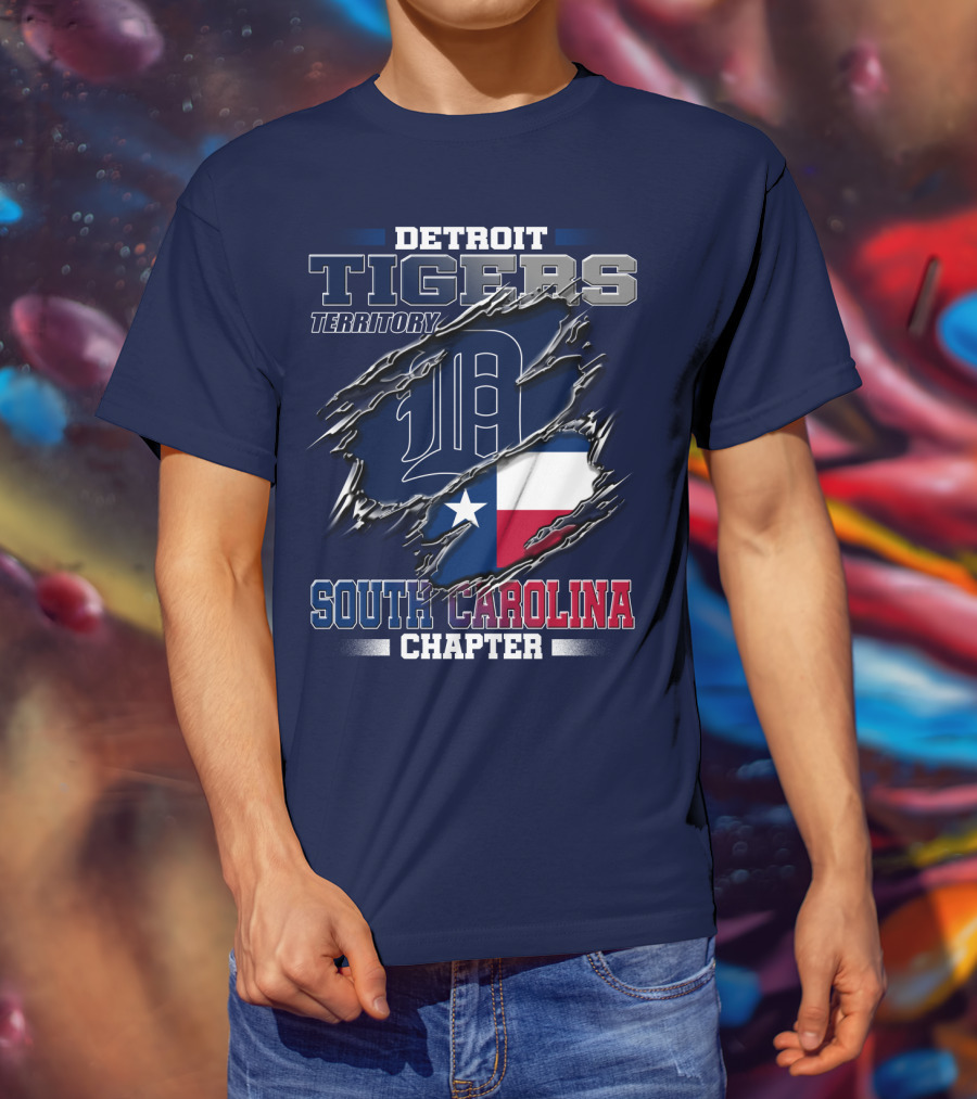 Detroit Tigers Territory South Carolina Chapter Texas Flag T-Shirt