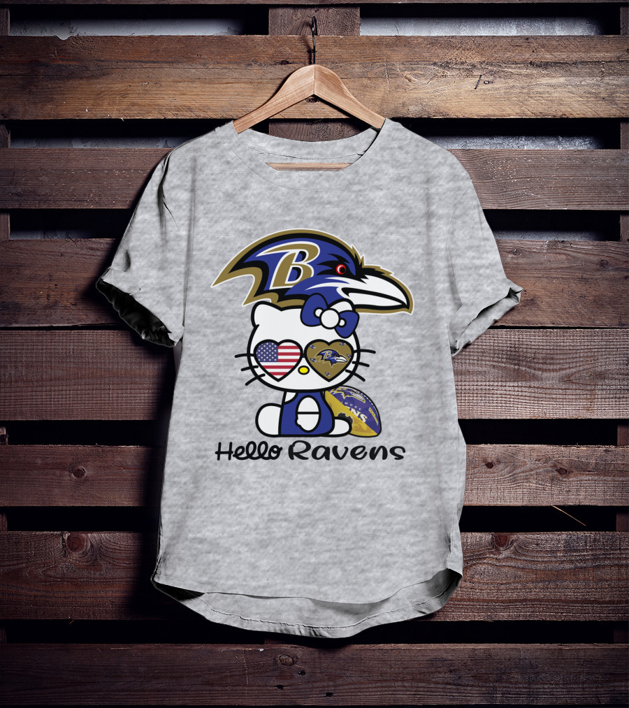 Hello Ravens Football Baltimore Ravens Hello Kitty T-Shirt