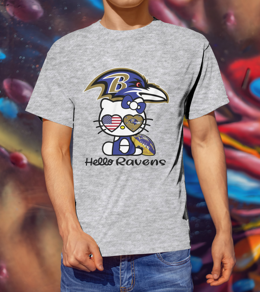 Hello Ravens Football Baltimore Ravens Hello Kitty T-Shirt
