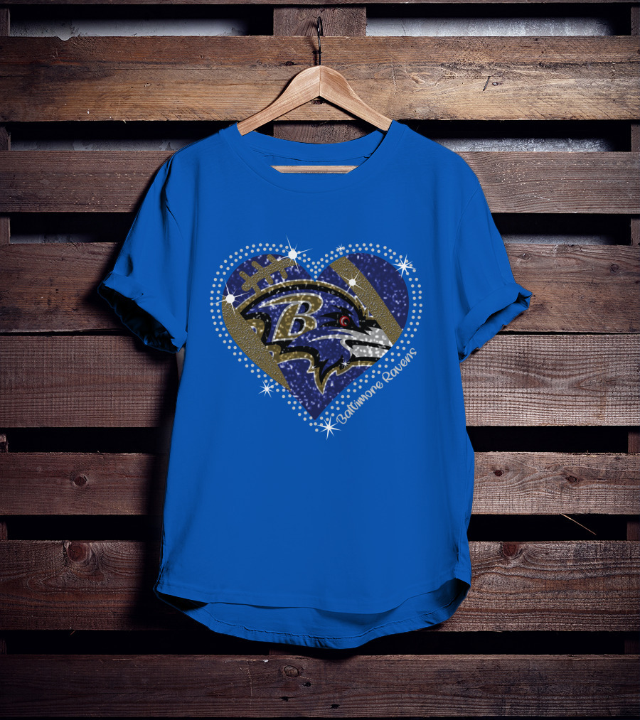 Baltimore Ravens Heart Football T-Shirt