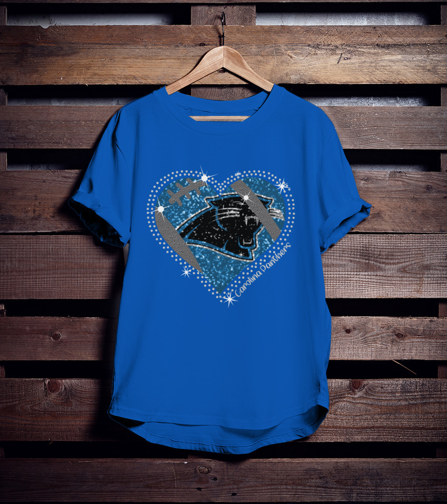 Carolina Panthers Heart Football T-Shirt