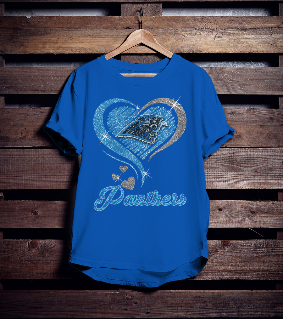 Panthers Heart Silver Blue T-Shirt