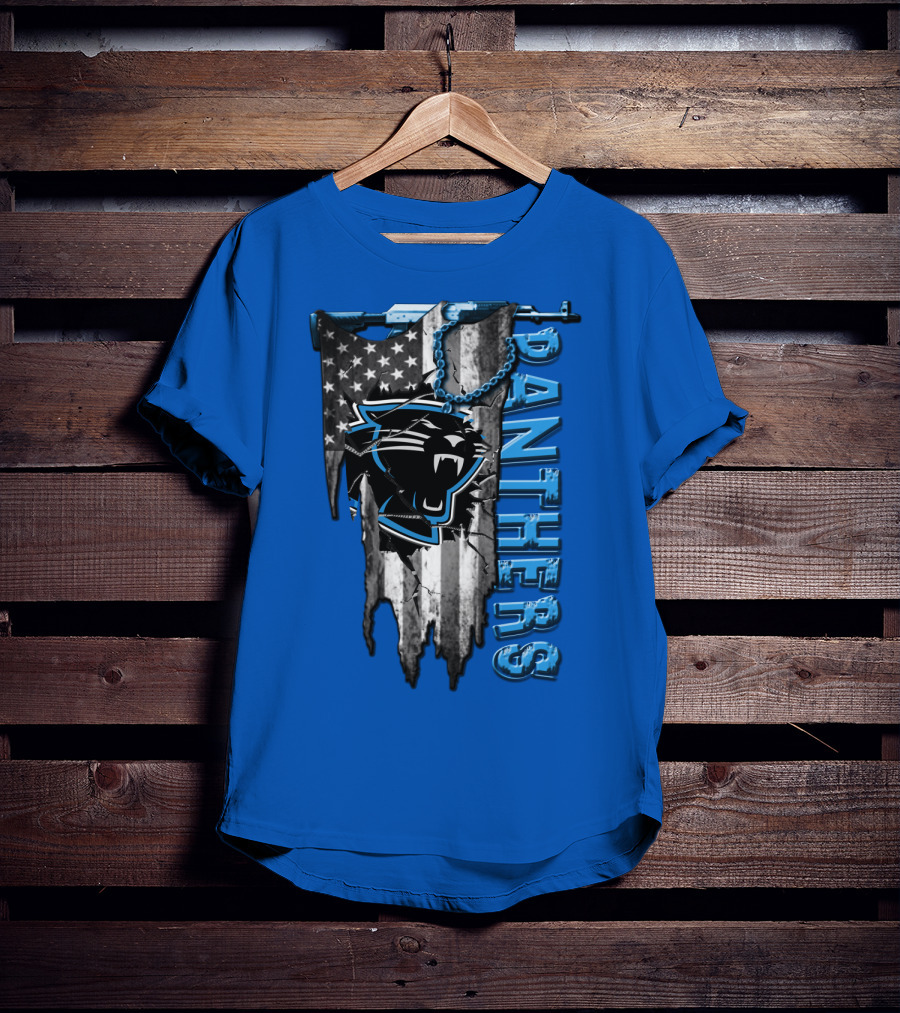American Flag Carolina Panthers Logo Panthers T-Shirt