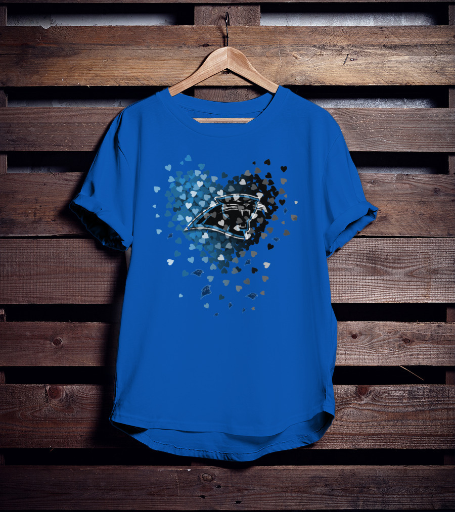 Carolina Panthers Heart-Shaped Blue And Black Logo T-Shirt