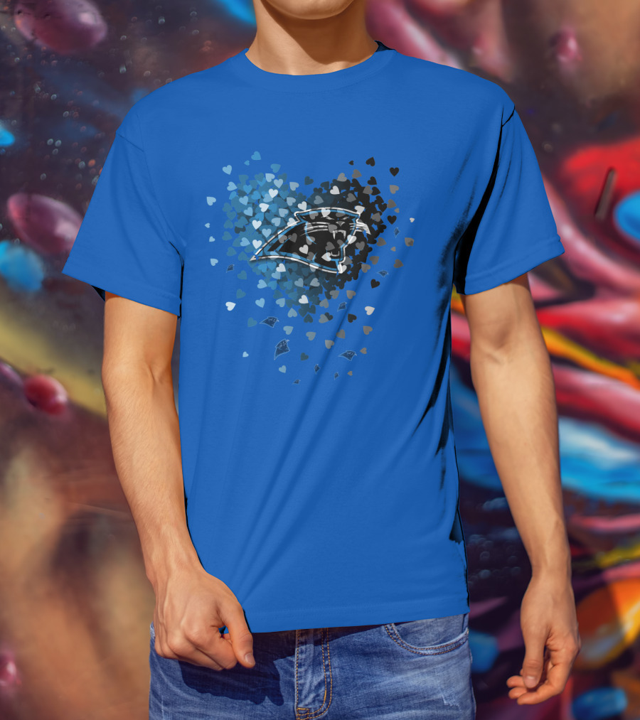 Carolina Panthers Heart-Shaped Blue And Black Logo T-Shirt