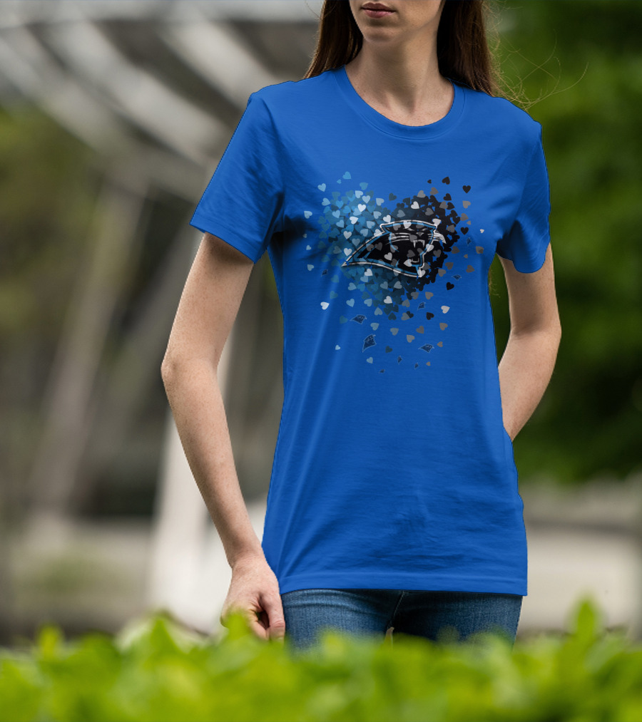 Carolina Panthers Heart-Shaped Blue And Black Logo T-Shirt