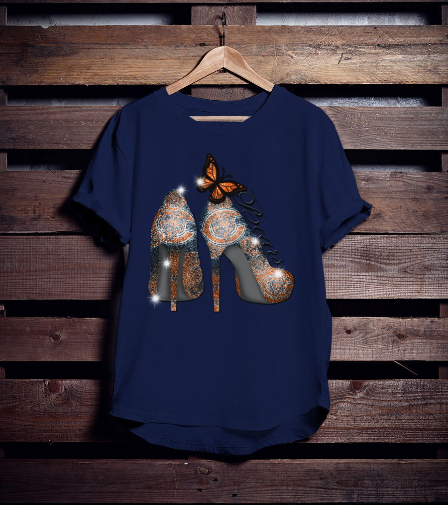 Chicago Bears High Heels Butterfly Sparkle Fashion T-Shirt
