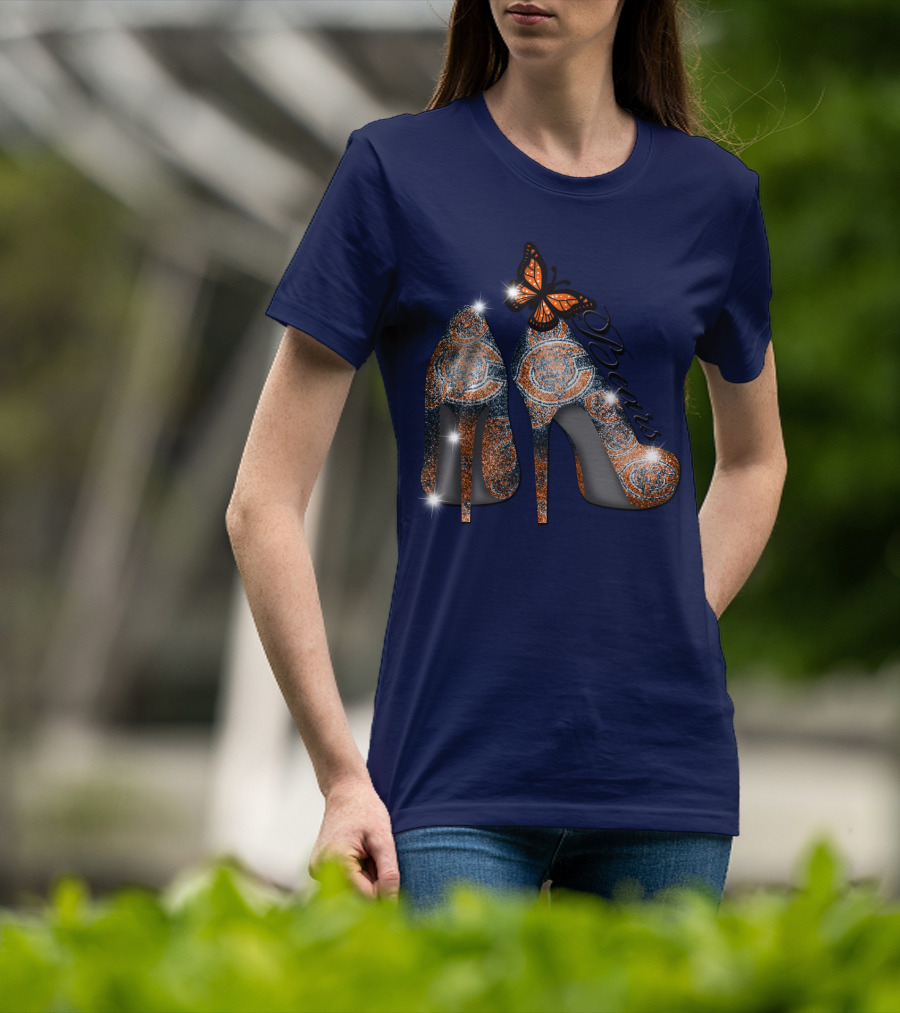 Chicago Bears High Heels Butterfly Sparkle Fashion T-Shirt