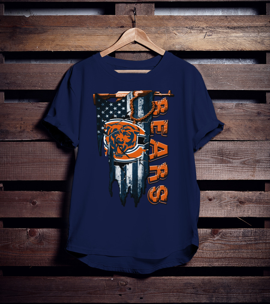 Chicago Bears American Flag Bear T-Shirt