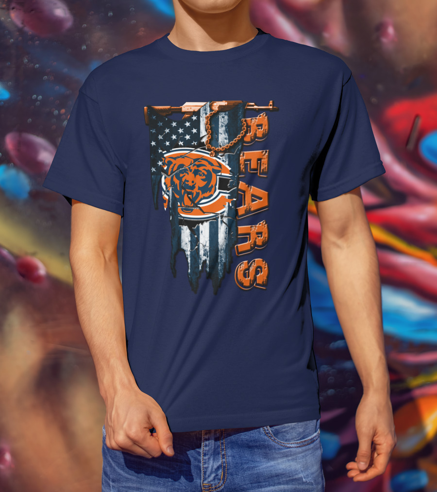 Chicago Bears American Flag Bear T-Shirt