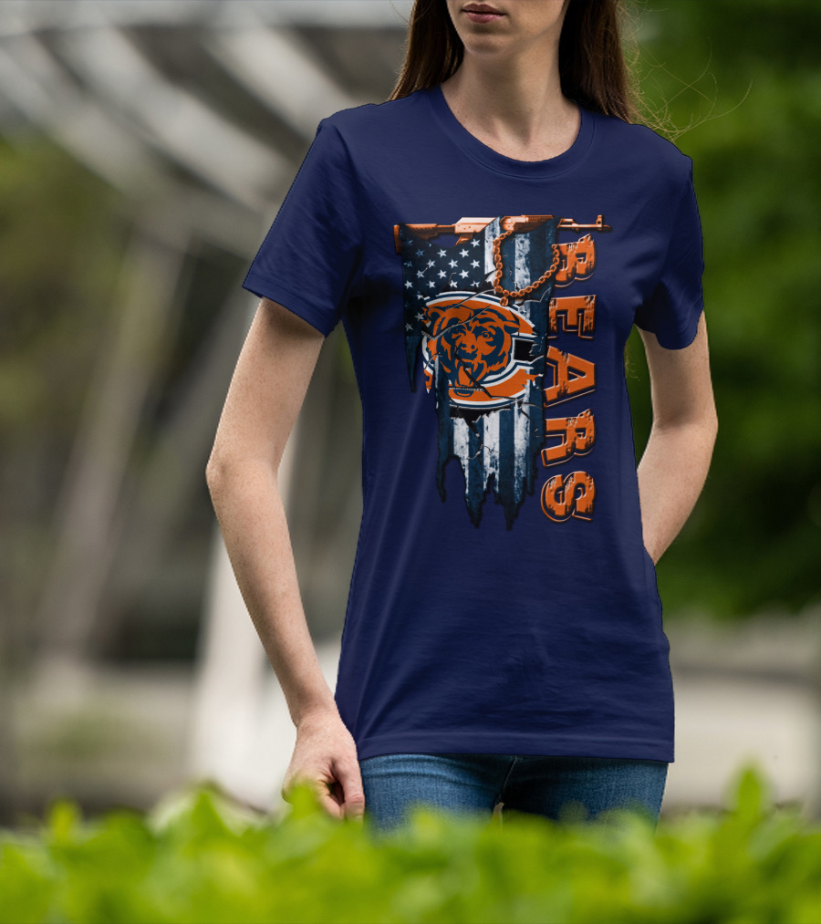 Chicago Bears American Flag Bear T-Shirt