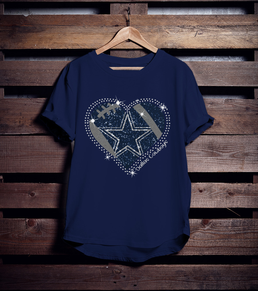 Dallas Cowboys Star Heart Football T-Shirt