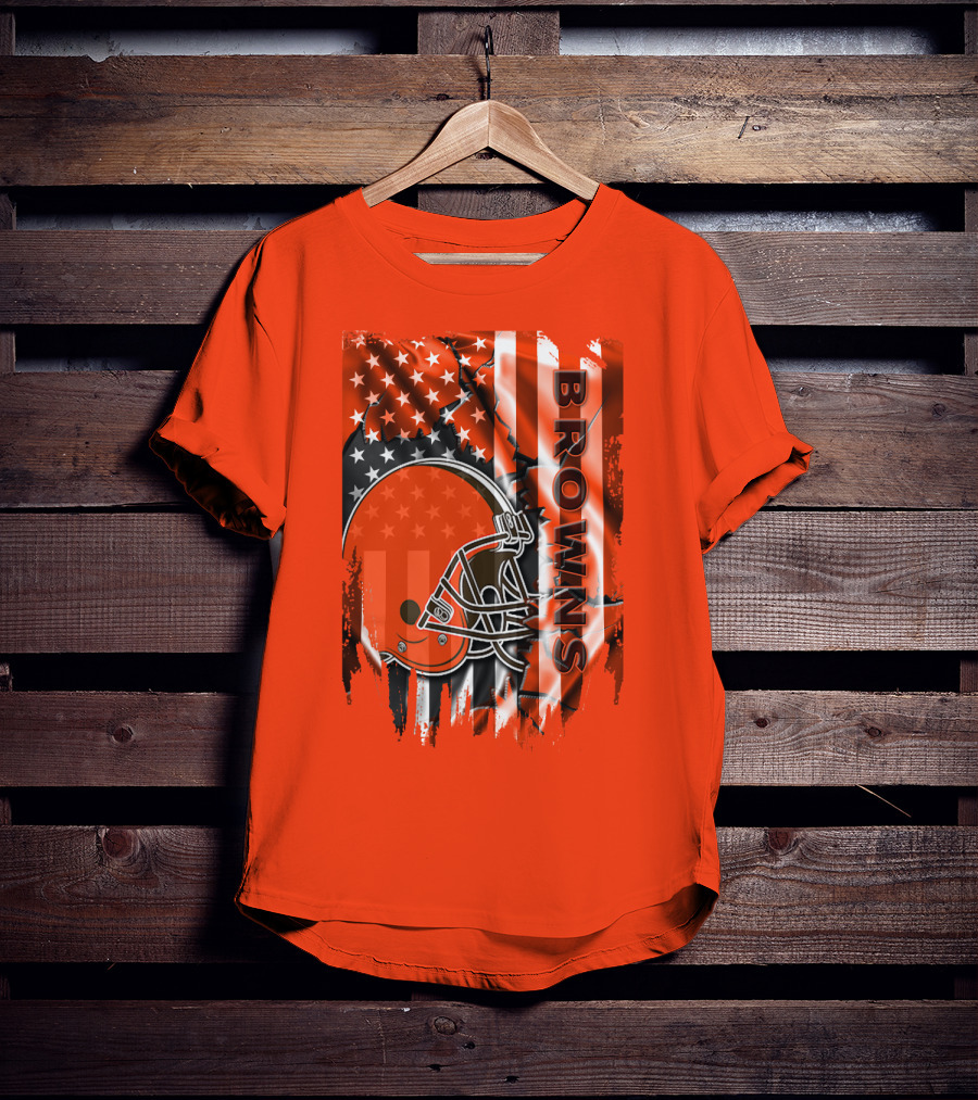 Browns American Flag Helmet T-Shirt