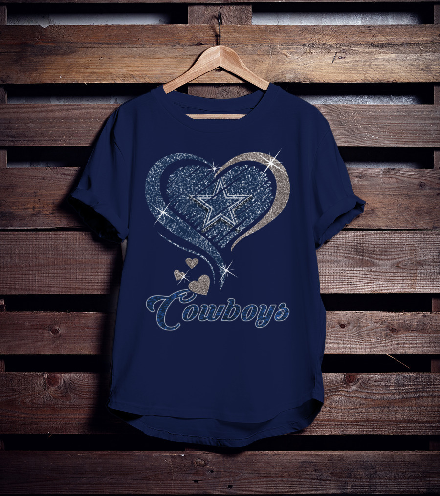 Cowboys Heart Star Glitter T-Shirt