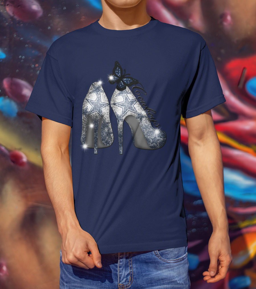 Dallas Cowboys Heels And Butterfly Sparkle Stars T-Shirt