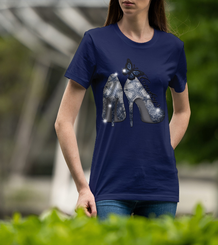 Dallas Cowboys Heels And Butterfly Sparkle Stars T-Shirt