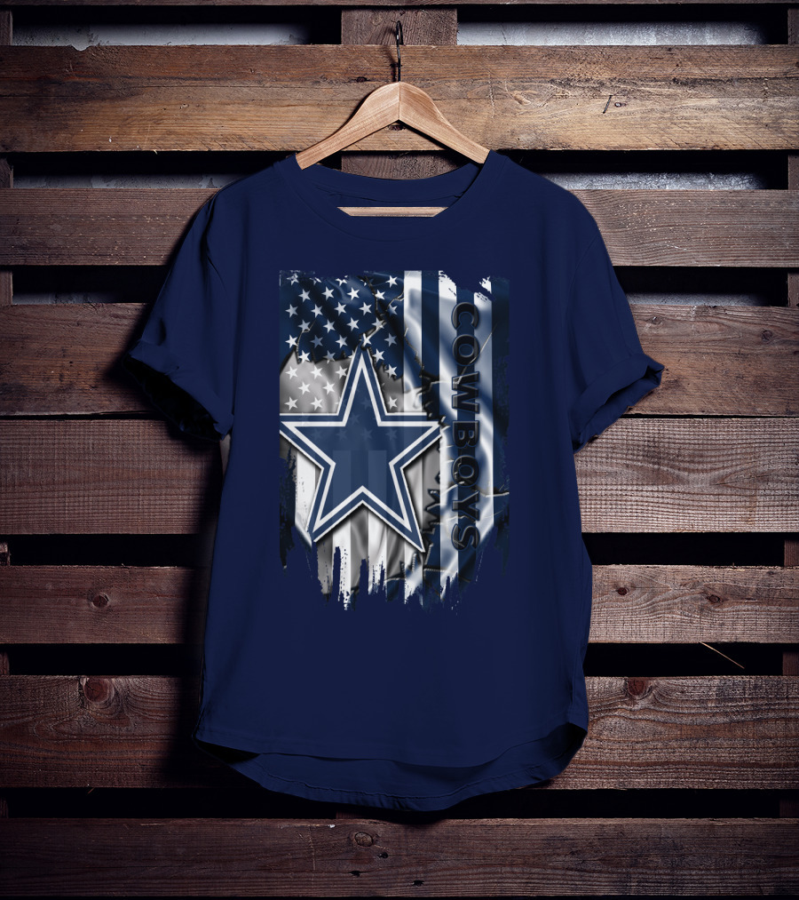 Cowboys American Flag Star Logo Navy Blue T-Shirt