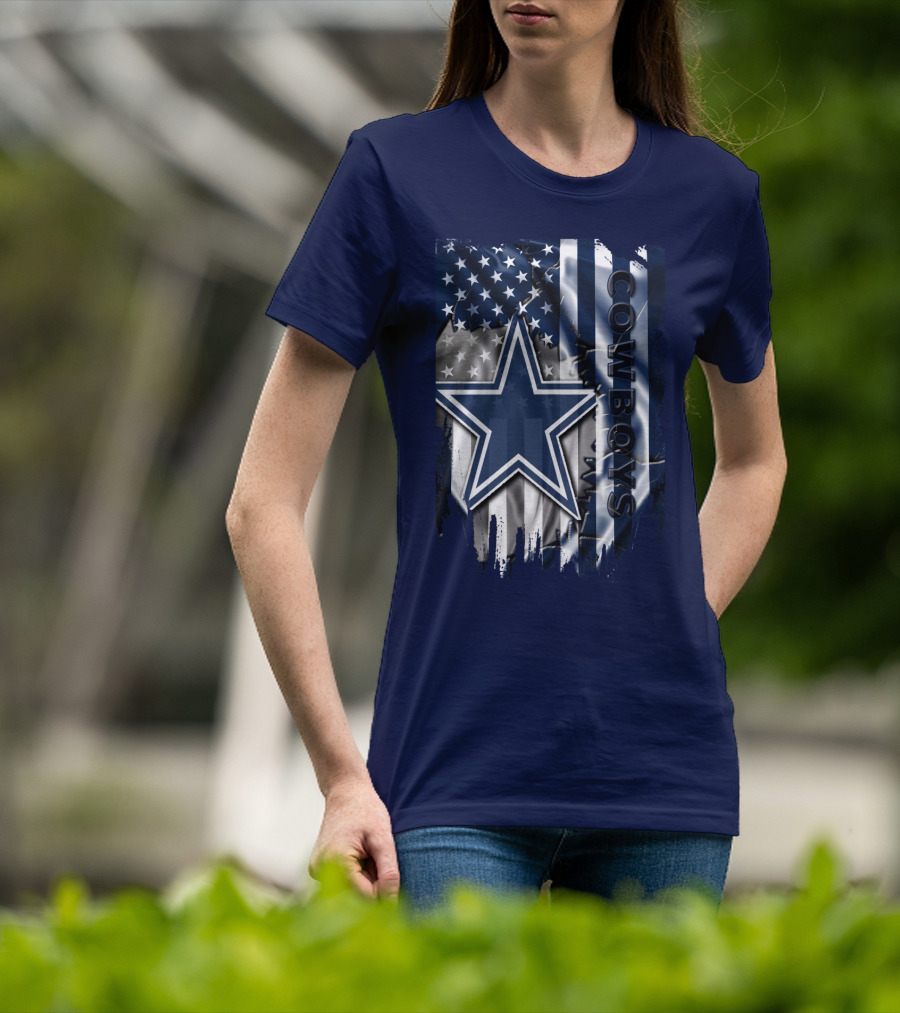 Cowboys American Flag Star Logo Navy Blue T-Shirt