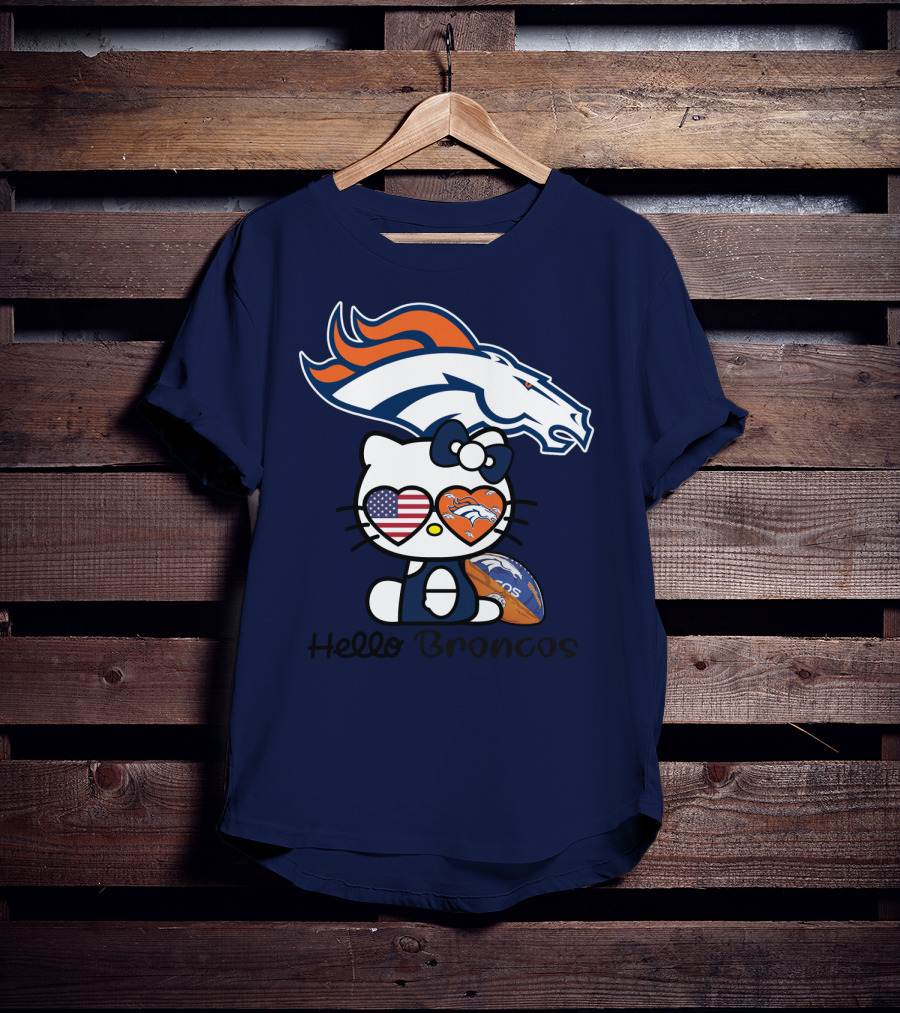 Hello Broncos Denver Broncos Football Hello Kitty T-Shirt