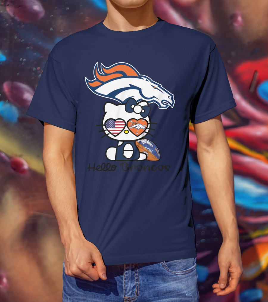 Hello Broncos Denver Broncos Football Hello Kitty T-Shirt