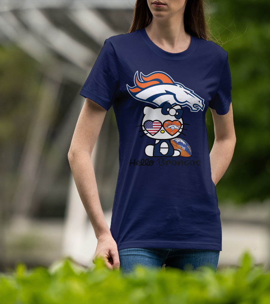 Hello Broncos Denver Broncos Football Hello Kitty T-Shirt