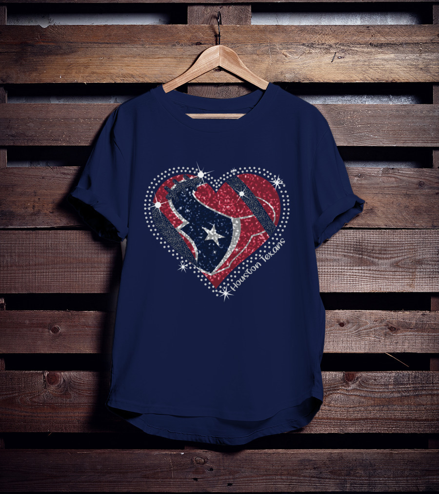 Houston Texans Heart Logo Sparkle T-Shirt