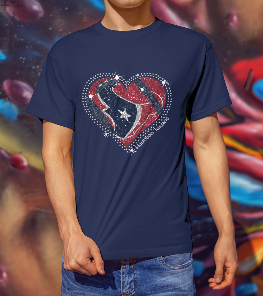 Houston Texans Heart Logo Sparkle T-Shirt