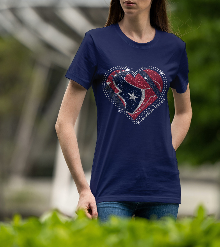 Houston Texans Heart Logo Sparkle T-Shirt
