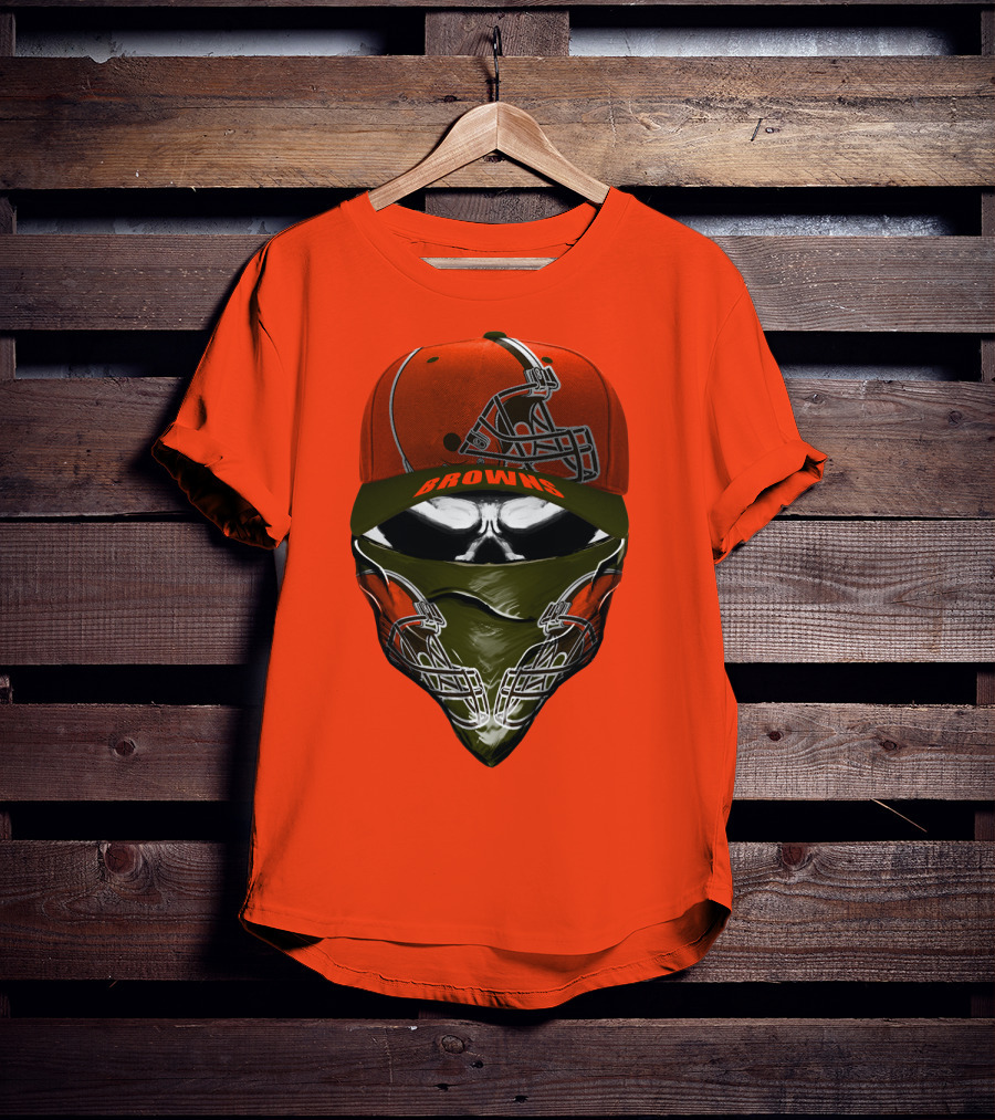 Cleveland Browns Helmet Cap And Bandana Combo T-Shirt