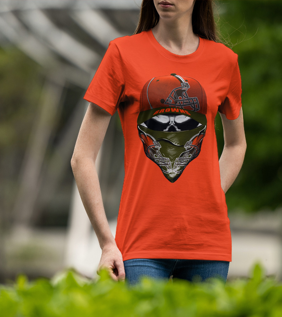 Cleveland Browns Helmet Cap And Bandana Combo T-Shirt