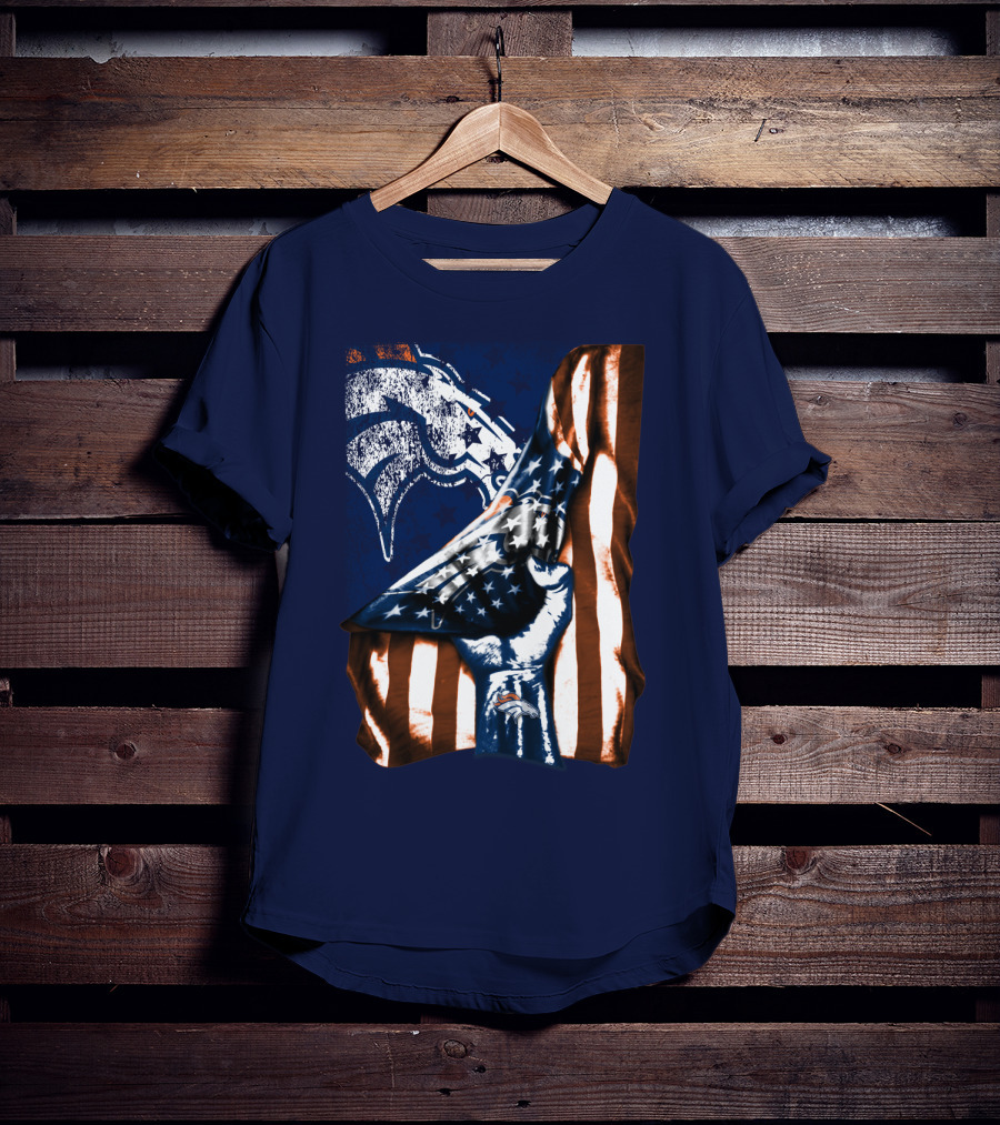 Denver Broncos American Flag Fist T-Shirt