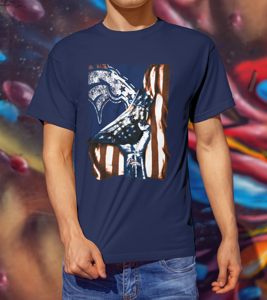 Denver Broncos American Flag Fist T-Shirt