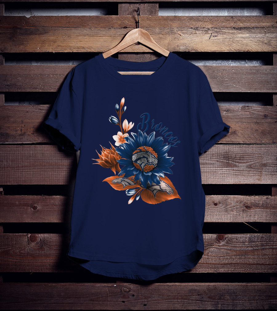 Broncos Floral Design With Team Logo Elements T-Shirt