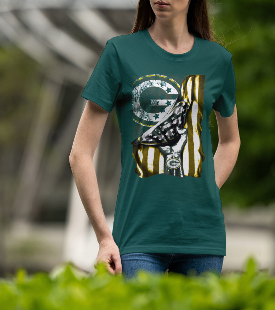 Green Bay Packers American Flag Pride T-Shirt