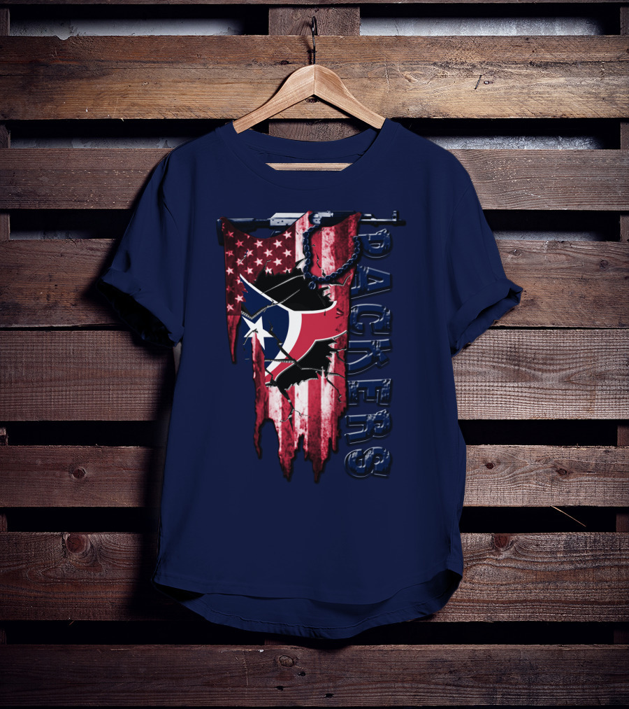 Houston Texans Packers American Flag T-Shirt