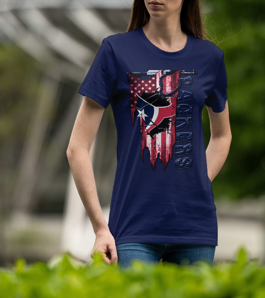 Houston Texans Packers American Flag T-Shirt