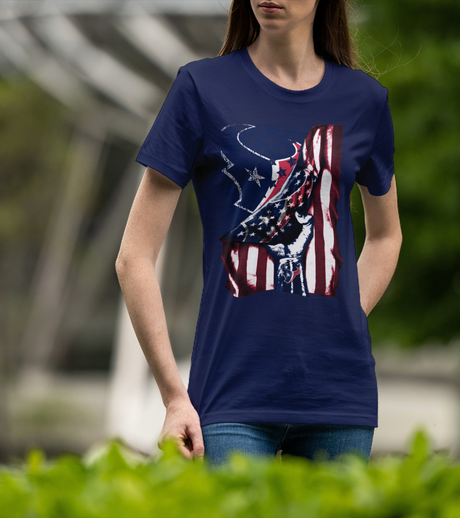 Houston Texans American Flag Fist T-Shirt