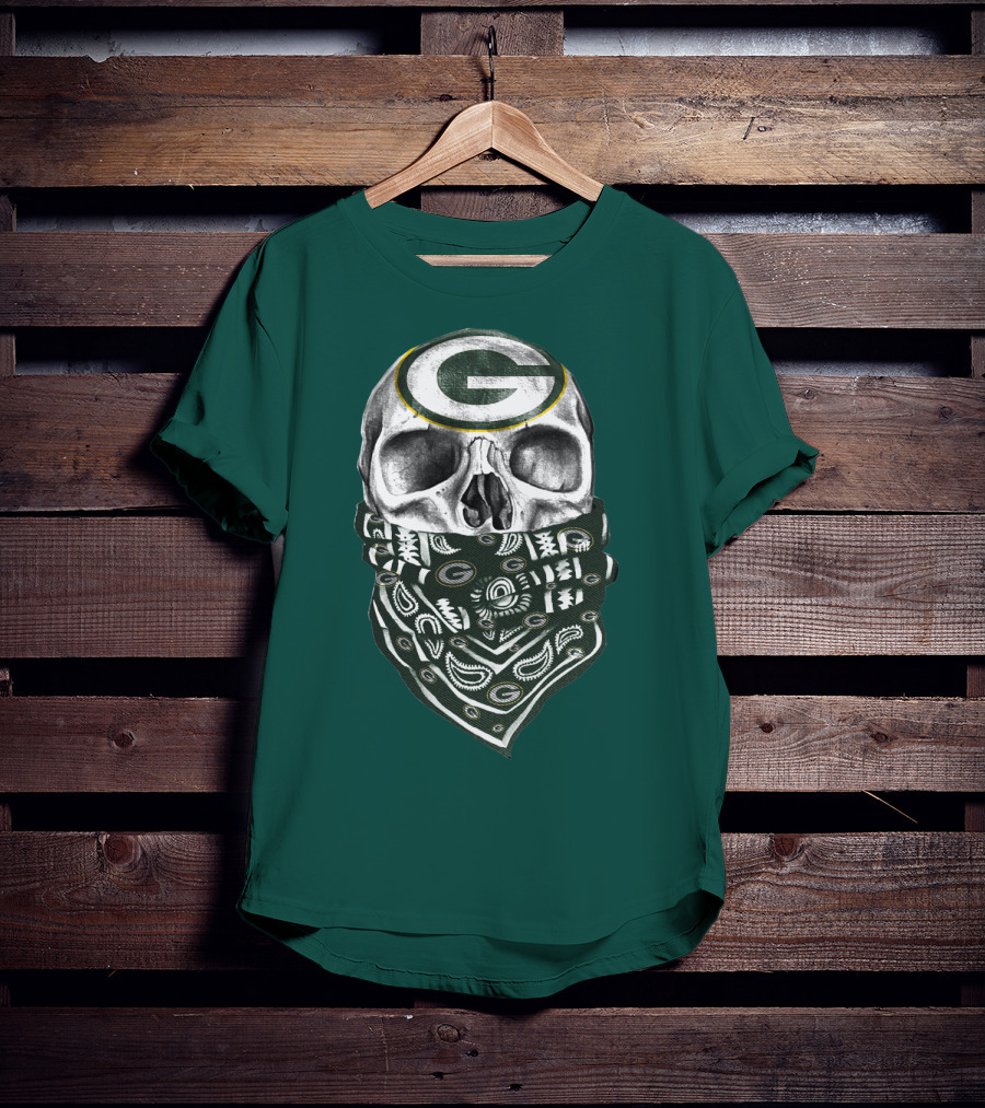 Green Bay Packers Skull Bandana Style T-Shirt