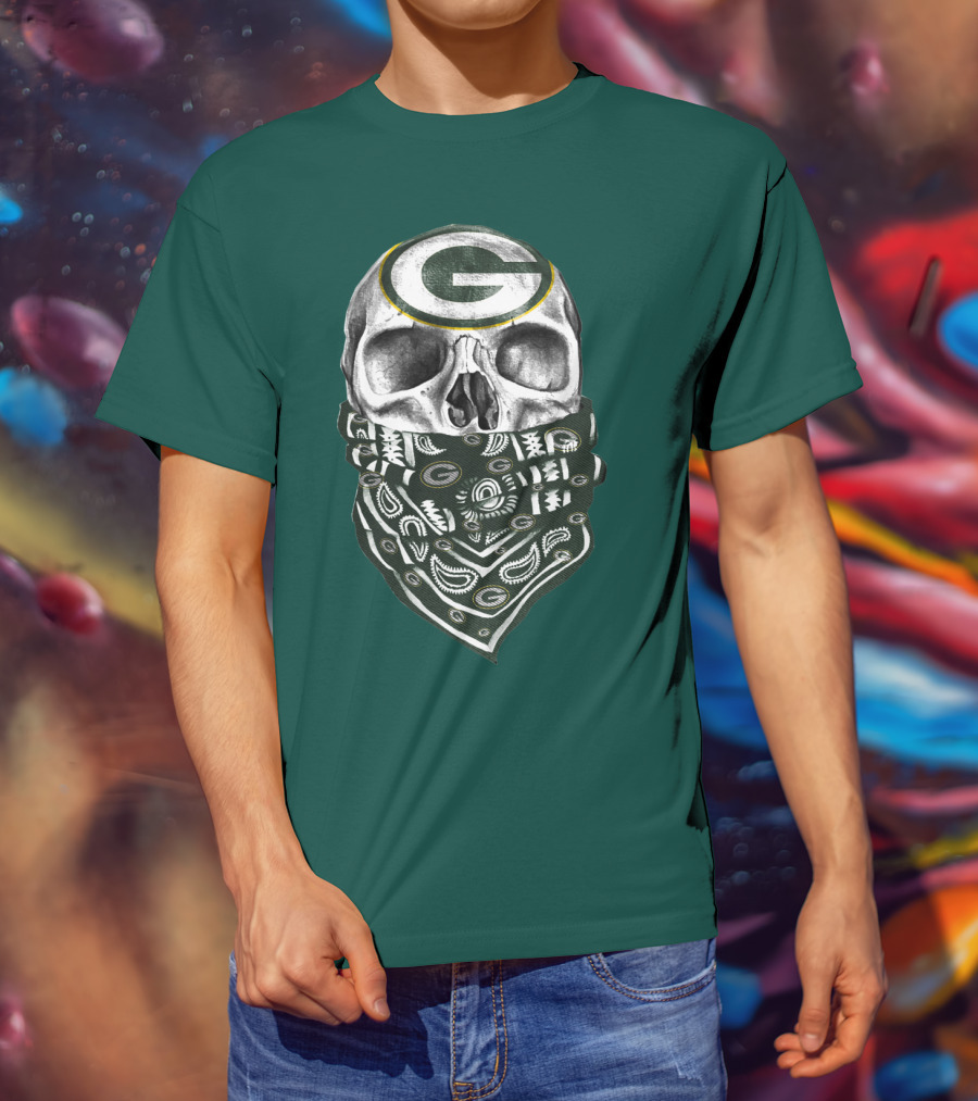 Green Bay Packers Skull Bandana Style T-Shirt