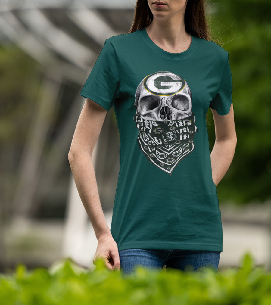 Green Bay Packers Skull Bandana Style T-Shirt