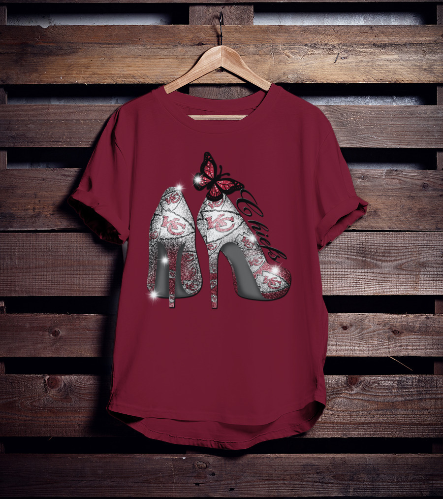 Kansas City Chiefs High Heels With Butterfly T-Shirt