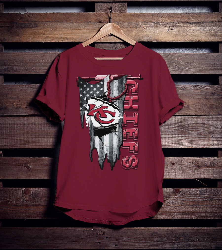 Chiefs Kc American Flag Torn T-Shirt