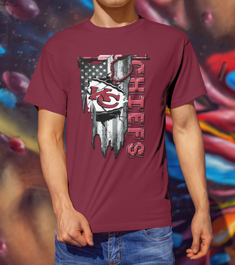 Chiefs Kc American Flag Torn T-Shirt