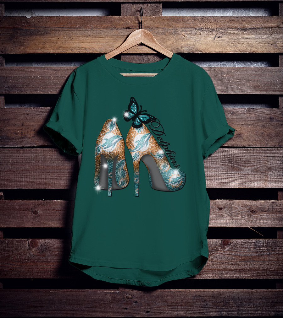 Miami Dolphins Heels With Butterfly T-Shirt